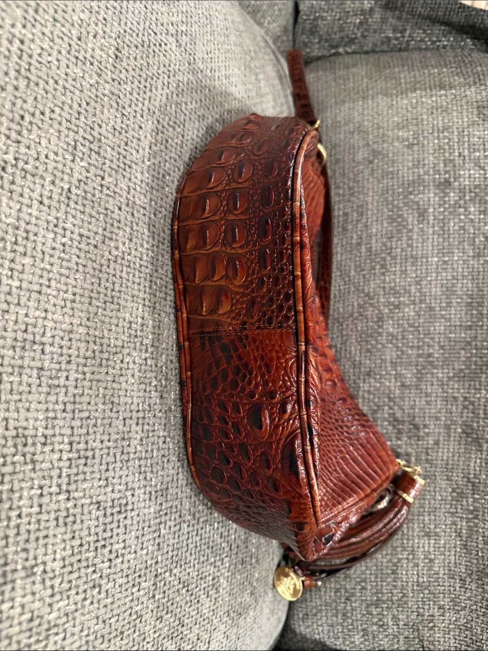 Brahmin Brown Croc-Embossed Leather Crossbody with Tassel - Picture 3 of 11